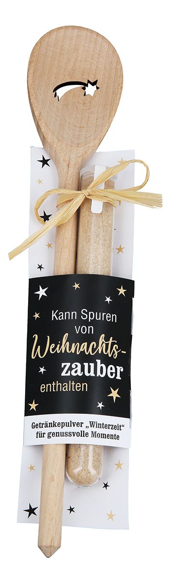 Holz Kochlöffel+Getränkepulver "Weihnachtszauber"